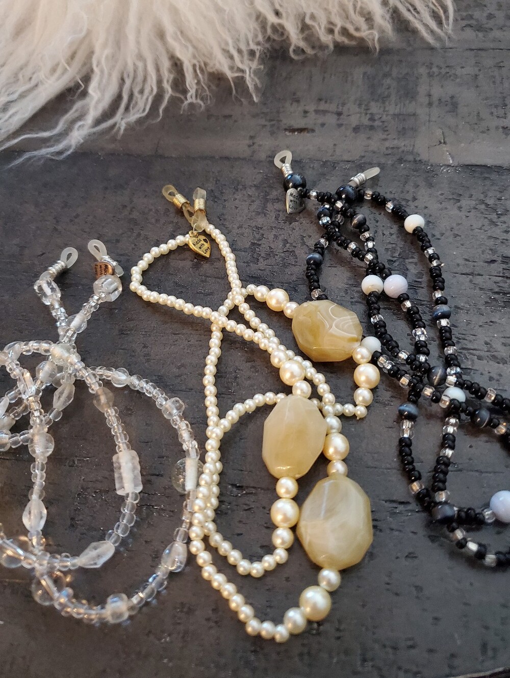 3 Piece- Handmade Eyeglasses Chains, Super Cute Stamped Made With Love